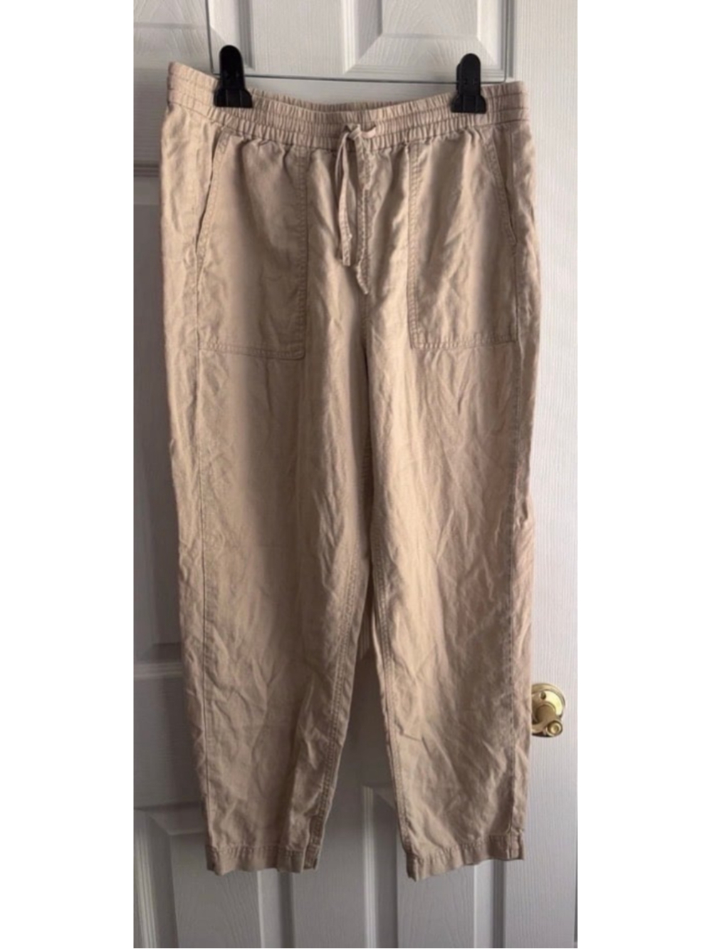 JCREW Women’s Medium Linen-Lyocell Drawstring Elastic Waist Tapered Pant